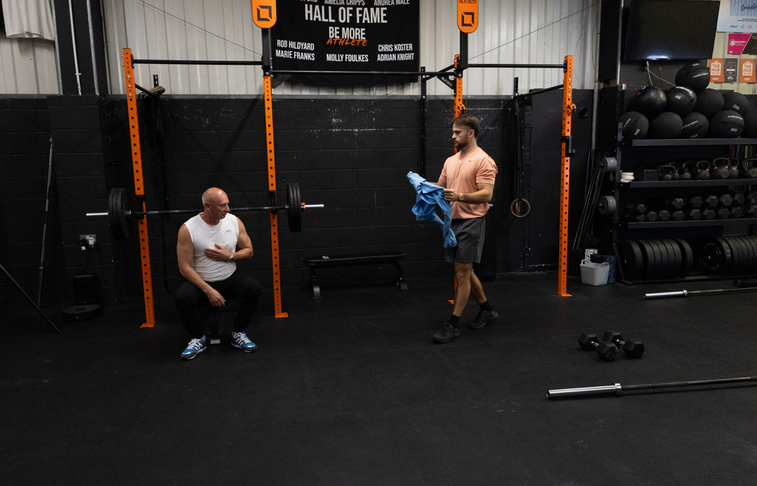 adam and rob talking after a lift