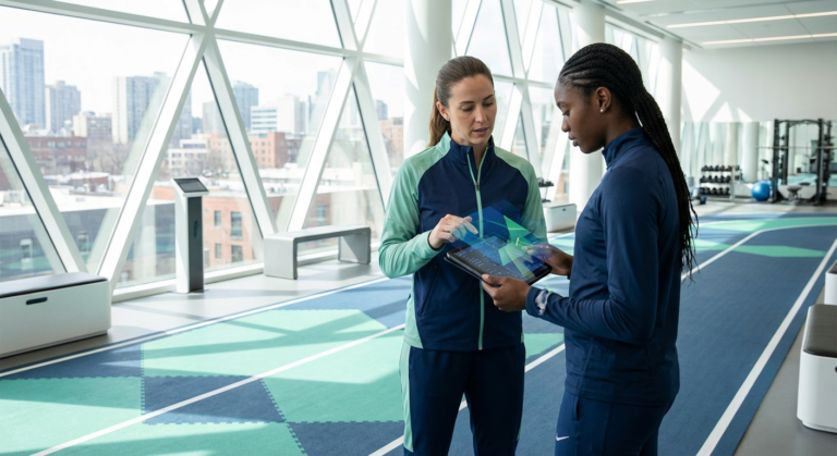a coach guides an athlete through advanced techniques to improve performance and prevent injuries.