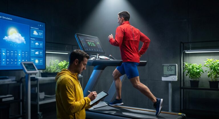an athlete running outdoors, highlighting environmental factors impacting training adherence.