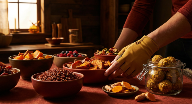 various bowls of colorful healthy foods, including sweet potatoes and quinoa, for march nutrition.
