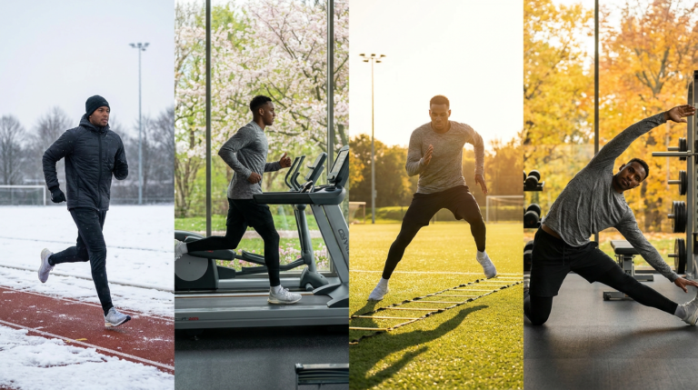 man training through all seasons demonstrating diverse seasonal training programs.