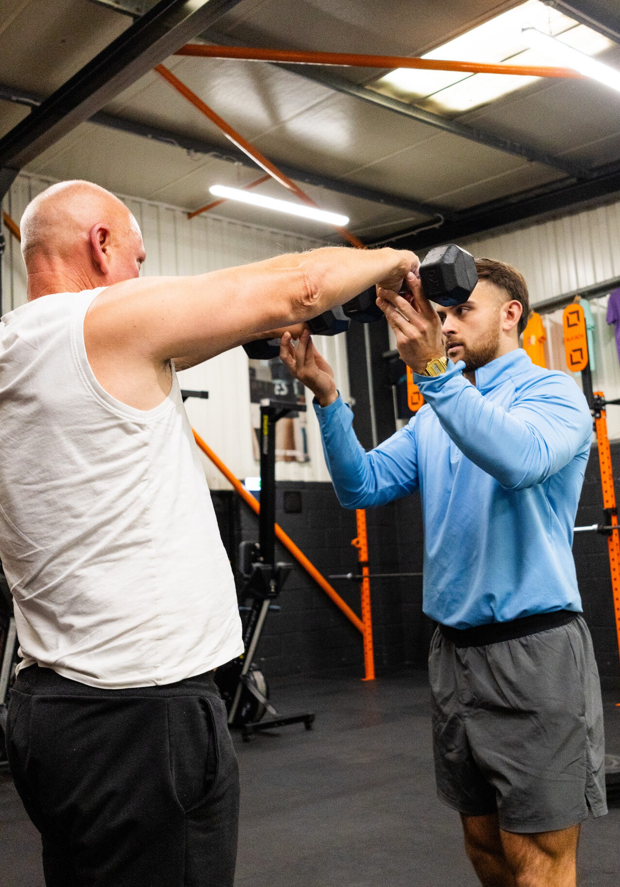 Adam helping rob lift weight